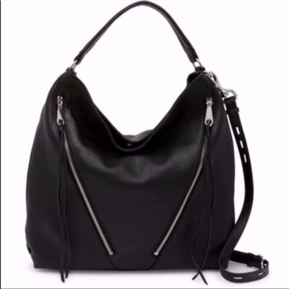 Rebecca Minkoff Handbags - Rebecca Minkoff Black Moto Hobo Leather Shoulder Bag 16x15